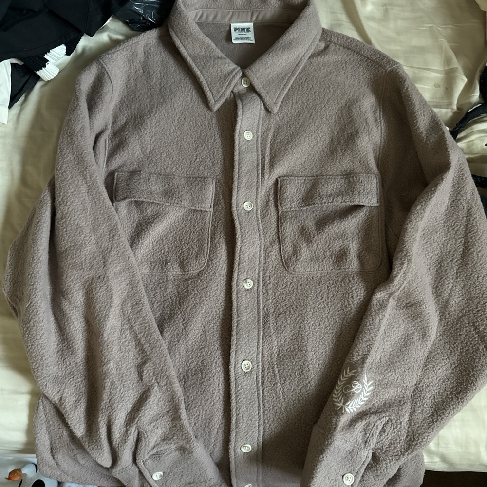 PINK Victoria's Secret Taupe Button Down Shirt